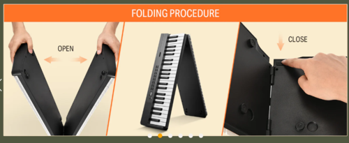 פסנתר חשמלי מתקפל נטען 88 קלידים DP10 עם אלמנט הטאץ' + חיבור BLUETOOTH כולל תיק ופדל ססטיין EC6856 מבית DONNER