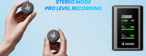 זוג מיקרופונים אלחוטיים EC6967 לאנדרואיד / IOS וחיבור מצלמה Wireless Lavalier Microphone VPM20 מבית DONNER