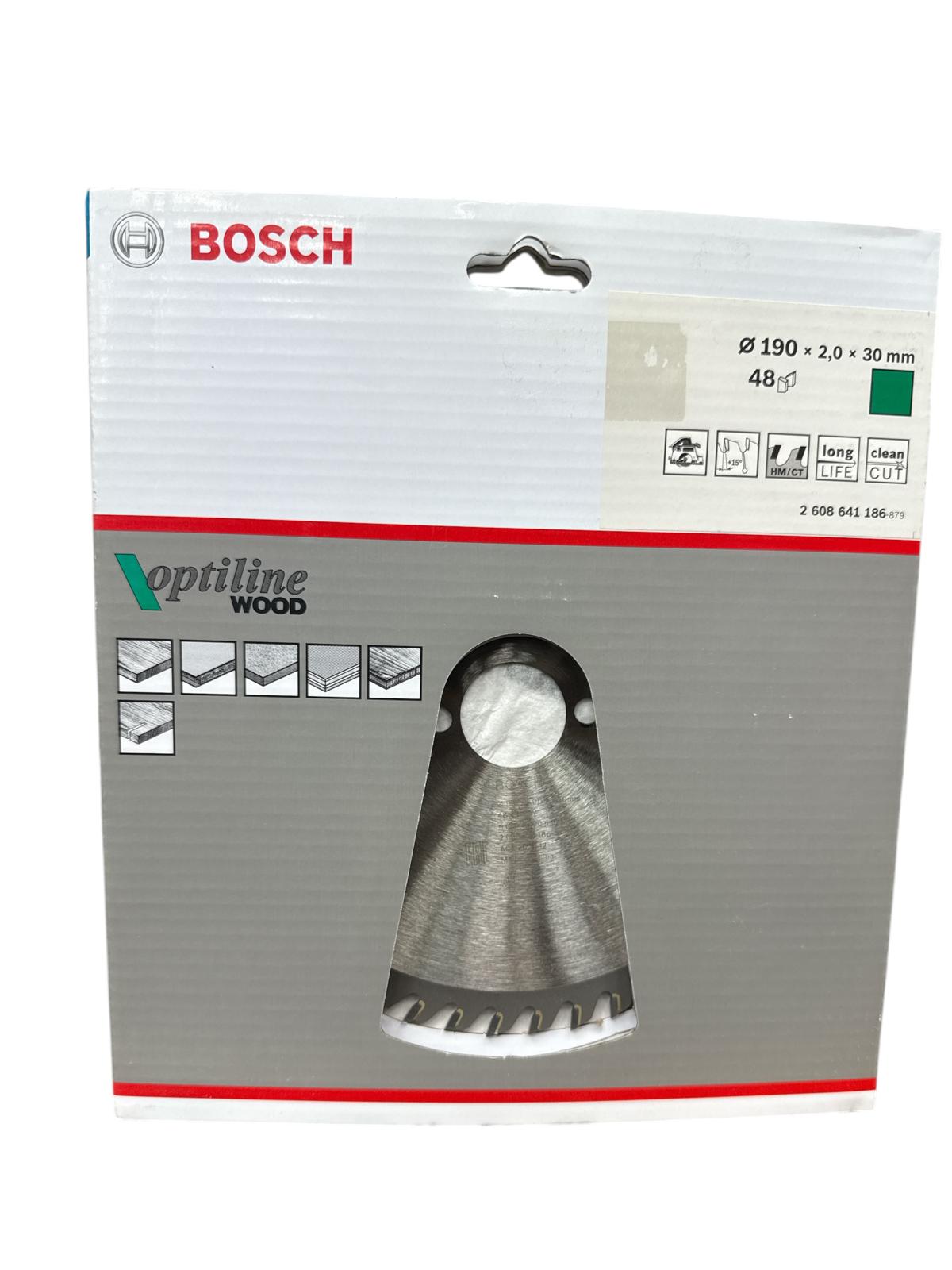 להב עגול למסור לעץ  Optiline Wood Bosch קוטר 190 מ"מ בוש 