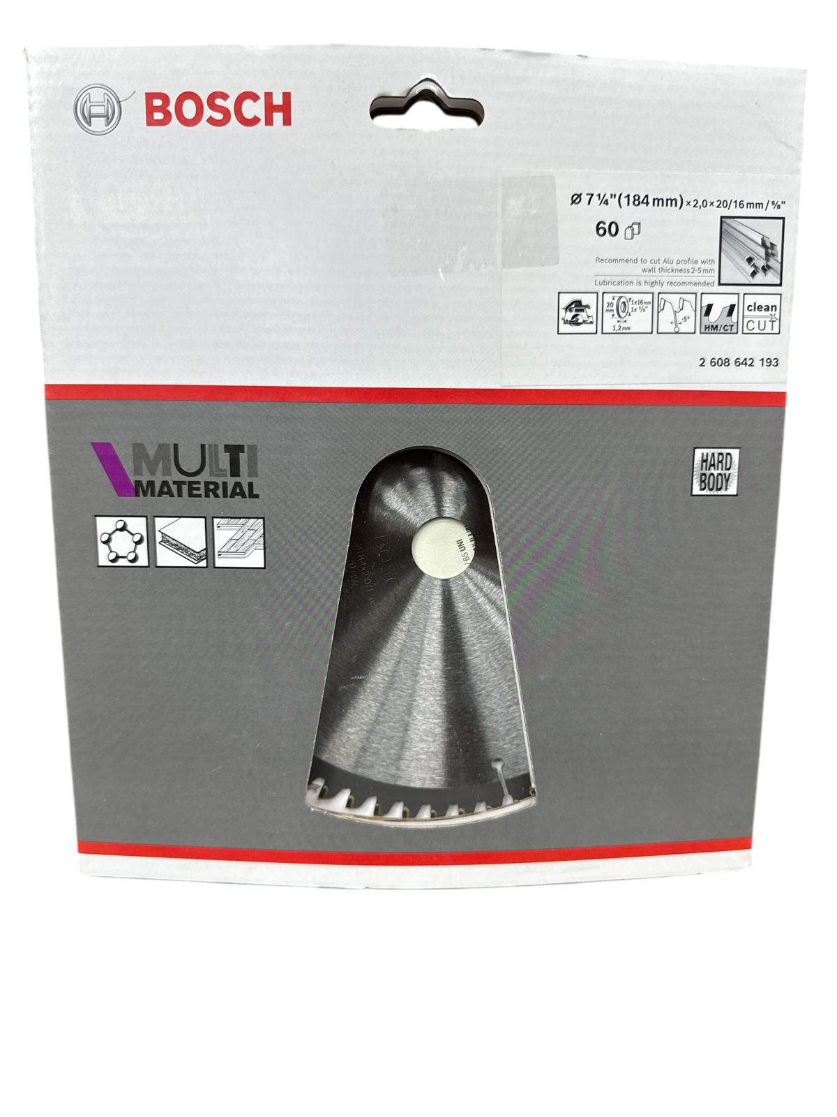 להב עגול למסור עגול MDF  אלומיניום מתכת פלסטיק PRO Multi Material Bosch קוטר 184 מ"מ בוש 