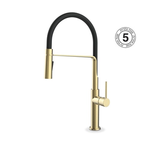 ברז מטבח צינור גמיש זהב מוברש P5 (S5000) - שגיב