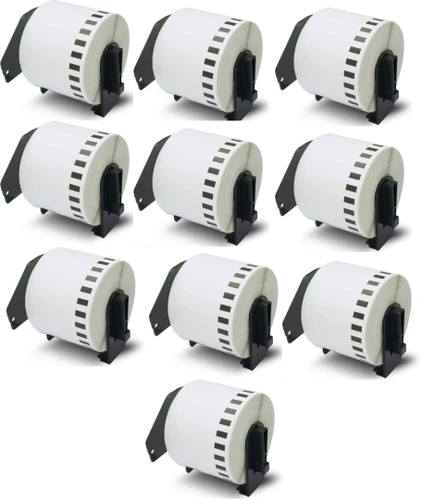 10 גלילי מדבקות רציף DK-22205 גליל מדבקות תואם למדפסות גלילים (30.48 מטר -  6.2 סמ)