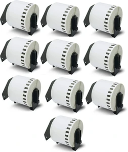 10 גלילי מדבקות רציף DK-22205 גליל מדבקות תואם למדפסות גלילים (30.48 מטר -  6.2 סמ)