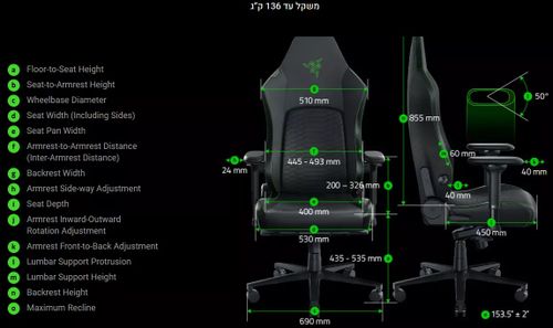כיסא גיימינג Razer Iskur V2 Grey Fabric