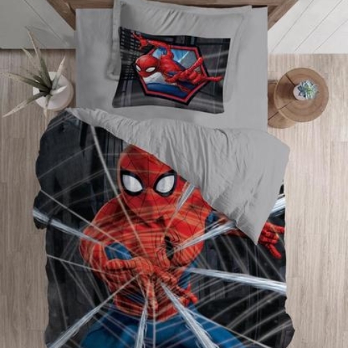 סט מצעים מיטה וחצי - דגם ספיידרמן