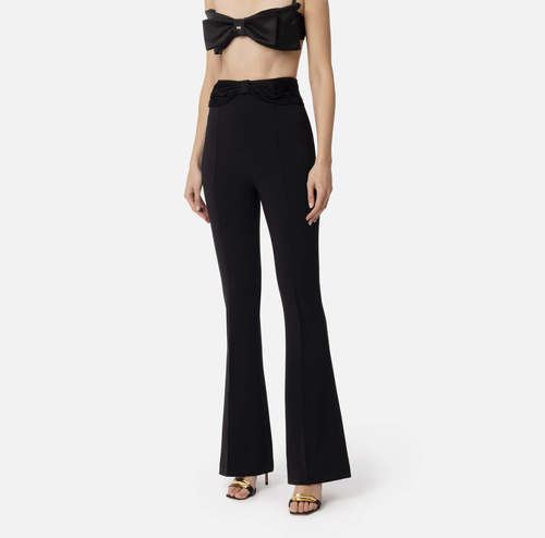 Crêpe trousers with satin bow