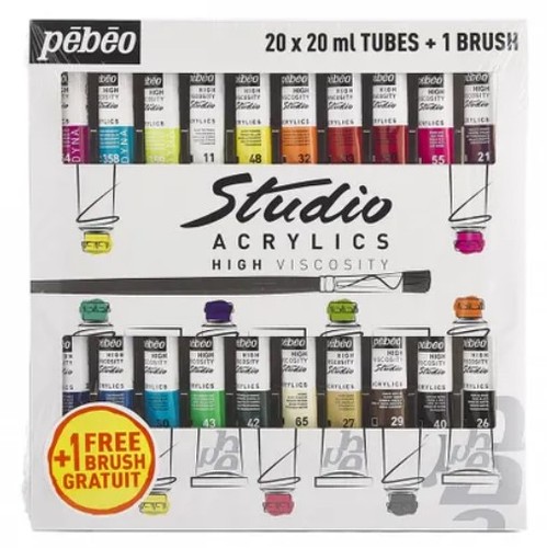 סט 20 צבעי אקריליק  Pebeo STUDIO (20 מ