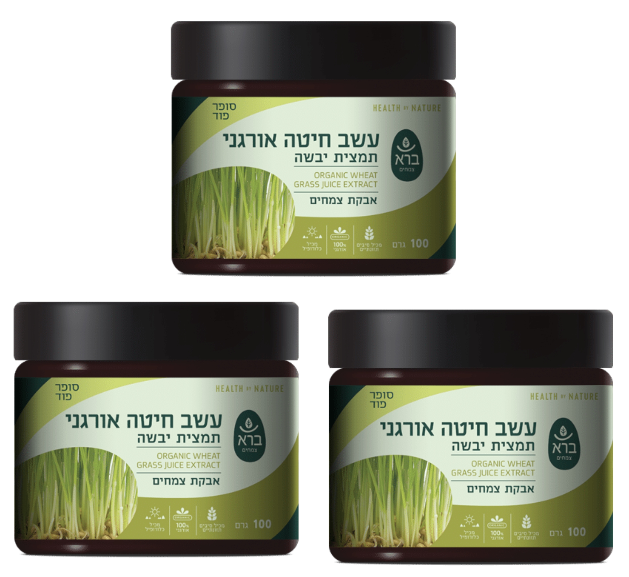 מבצע 3 יחידות - ברא עשב חיטה אורגני (100 גרם) - ברא צמחים