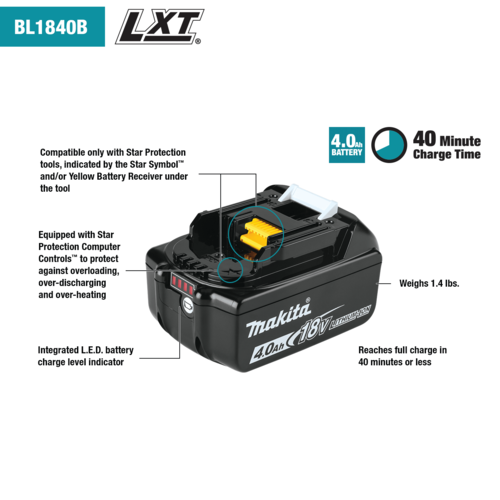 סוללה ליתיום Makita מקיטה 4 אמפר 18V