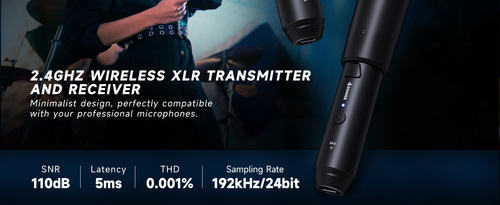 סט משדר ומקלט EC6970 למיקרופון דינמי Wireless XLR Microphone CV-2 מבית DONNER