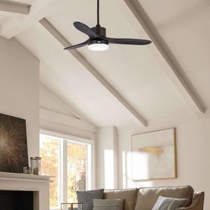 מאוורר תקרה דגם SWAN 42" CCT גוף המאוורר בצבע שחור כנפיים בצבע עץ NORTHER