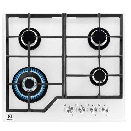 כיריים גז אלקטרולוקס 4 להבות זכוכית לבנה Electrolux KGG6436W