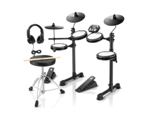 ערכת מערכת תופים אלקטרונית DED80 + כסא אוזניות ומקלות תופים EC3414 מבית DONNER