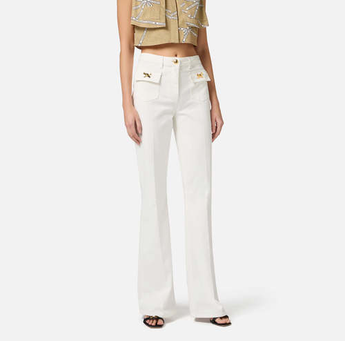 Cotton trousers with jewelled bows