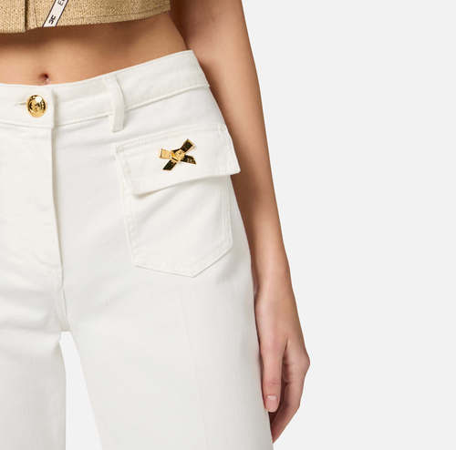 Cotton trousers with jewelled bows