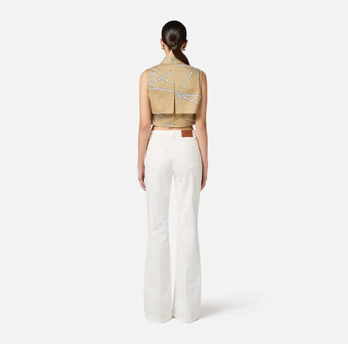 Cotton trousers with jewelled bows