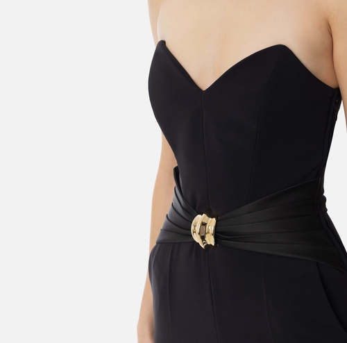 Flowing crêpe jumpsuit with macro bow