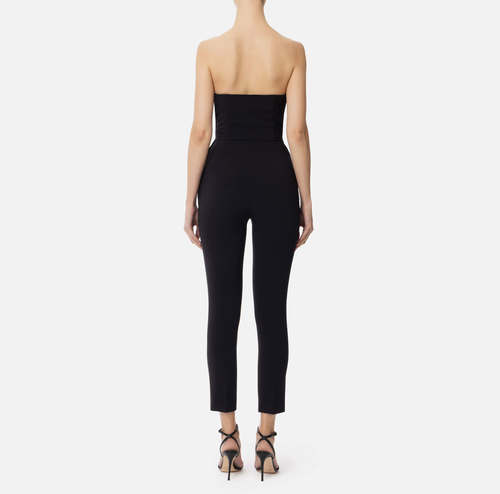 Flowing crêpe jumpsuit with macro bow