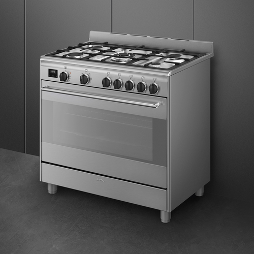 ‏תנור משולב כיריים BG91 נירוסטה מוברשת Smeg