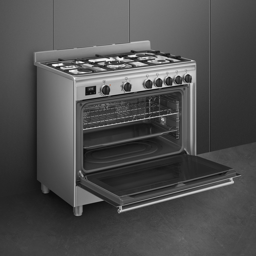 ‏תנור משולב כיריים BG91 נירוסטה מוברשת Smeg
