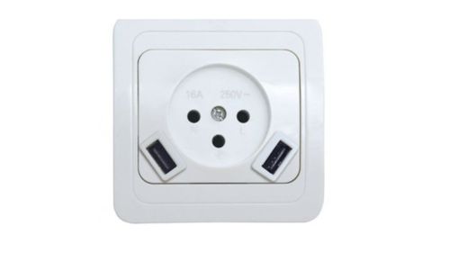 שקע כח + מטען USB כפול תחת הטיח