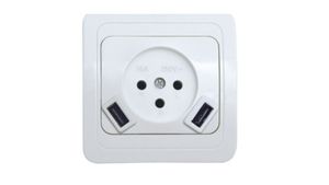 שקע כח + מטען USB כפול תחת הטיח