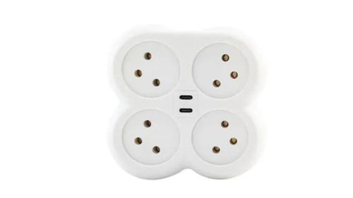 מפצל חשמל 1 ל-4 פרפר עם 2 חיבורים TYPE-C
