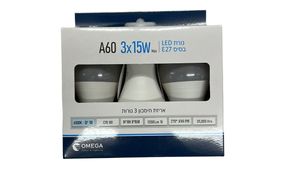 מארז 3 נורות 15W לבן גוון 6500K