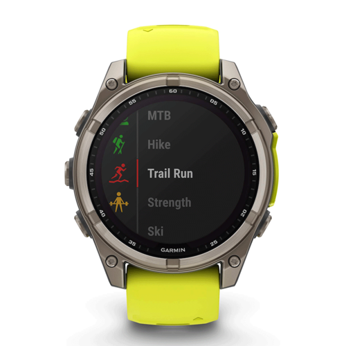 שעון ספורט fēnix® 8 – 47mm Sapphire Solar TITANIUM- שחור & צהוב