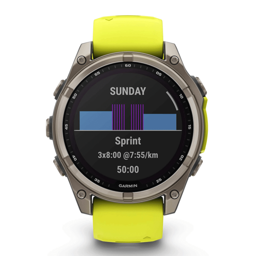 שעון ספורט fēnix® 8 – 47mm Sapphire Solar TITANIUM- שחור & צהוב