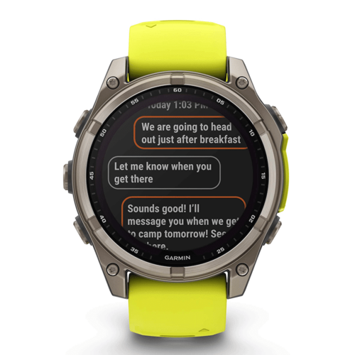 שעון ספורט fēnix® 8 – 47mm Sapphire Solar TITANIUM- שחור & צהוב