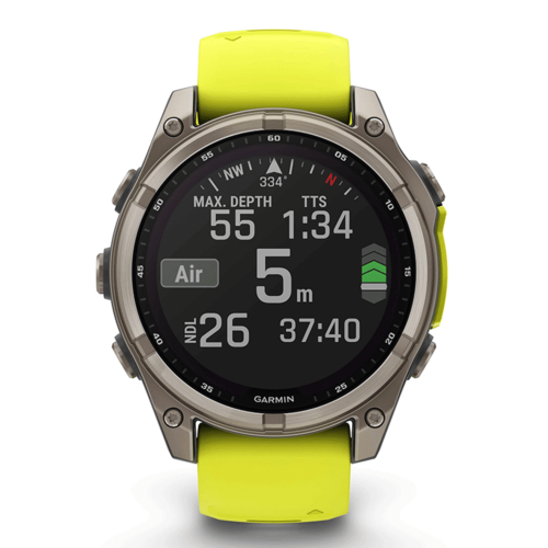 שעון ספורט fēnix® 8 – 47mm Sapphire Solar TITANIUM- שחור & צהוב