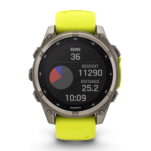 שעון ספורט fēnix® 8 – 47mm Sapphire Solar TITANIUM- שחור & צהוב