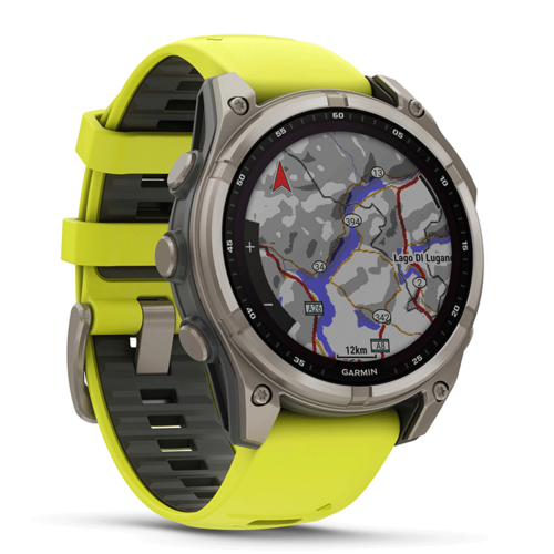 שעון ספורט fēnix® 8 – 47mm Sapphire Solar TITANIUM- שחור & צהוב