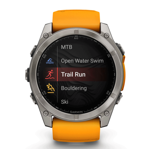 שעון ספורט fēnix® 8 – 51mm AMOLED Sapphire TITANIUM - שחור & כתום