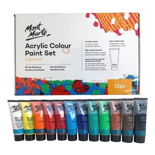 סט 12 צבעי אקריליק Mont Marte Signature (75 מ