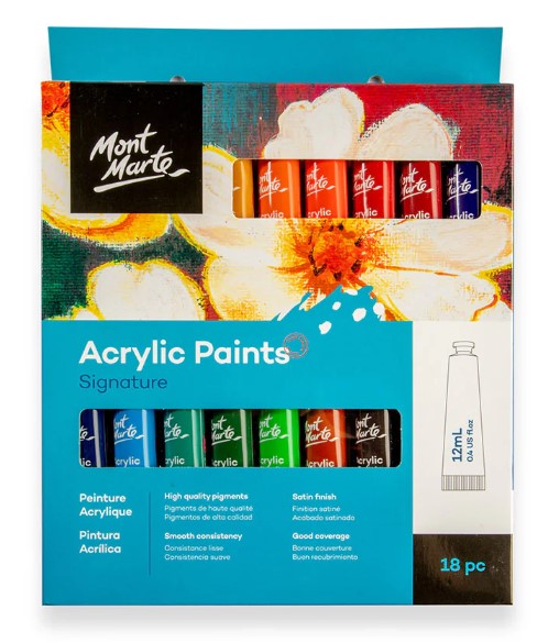 סט 18 צבעי אקריליק (12 מ"ל)  MONT MARTE  Acrylic Paints