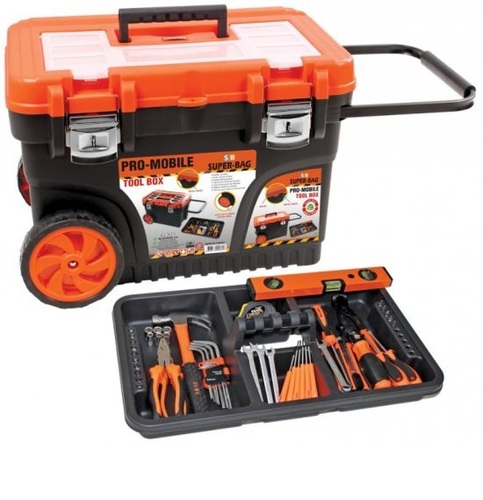 ארגז כלים ''24 נגרר טרולי סגר מתכת עם גלגלים SUPER BAG