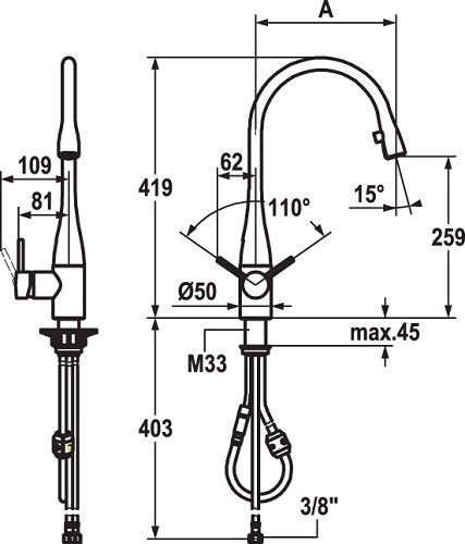 ברז נשלף לכיור מטבח | ניקל מוברש | 777105 | דגם מילאנו | יועם YOAM