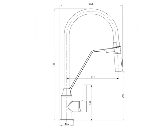 ברז נשלף לכיור מטבח | אפור | 7108 | דגם מגנטי | יועם YOAM