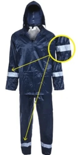 חליפת סערה כחול מידה L + פסים זוהרים סיגנט