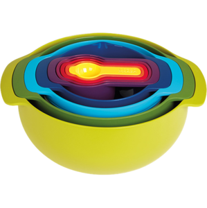 ערכת קערות וכלי מדידה Nest של Joseph Joseph | ערכת 9 חלקים קערות לבישול ואפייה וכפות מדידה לגילאי 3+
