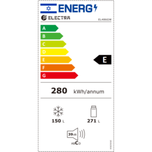 מקרר 4 דלתות 421 ליטר נטו Electra EL486GW עם מפסק תאורה - גימור זכוכית לבנה אחריות ע"י היבואן הרשמי אלקטרה