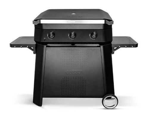 עגלת Cozze לגריל סדרת 800 - עיצוב שחור מרשים עם מדפי צד מתקפלים וגלגלים לניידות מושלמת