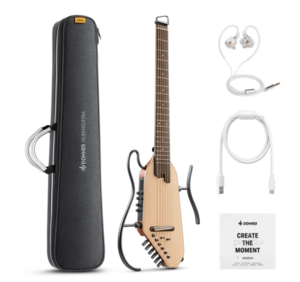 ערכת גיטרה שקטה אקוסטית-חשמלית עם אפקטים מובנים HUSH I PRO בצבע חום בהיר EC6866 | גיטרה לטיולים מבית DONNER