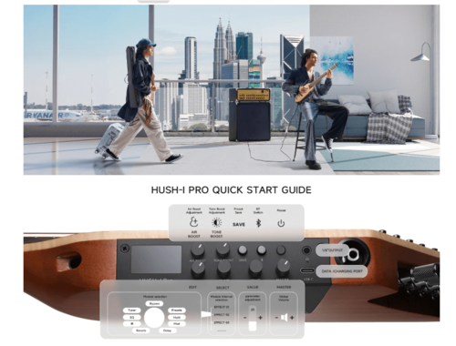 ערכת גיטרה שקטה אקוסטית-חשמלית עם אפקטים מובנים HUSH I PRO בצבע חום בהיר EC6866 | גיטרה לטיולים מבית DONNER