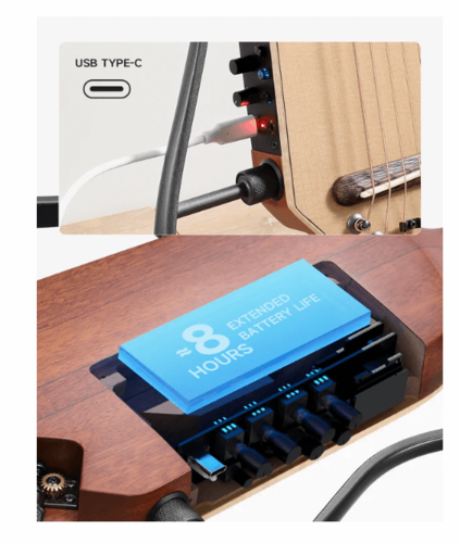 ערכת גיטרה שקטה אקוסטית-חשמלית עם אפקטים מובנים HUSH I PRO בצבע חום בהיר EC6866 | גיטרה לטיולים מבית DONNER