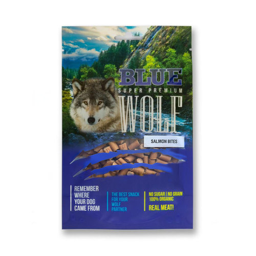 בלו וולף חטיף פרמיום לכלב נגיסוני סלמון 80 גר' BLUE WOLF