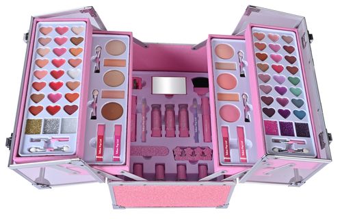 מזוודת איפור ענקית (ובטוחה לשימוש) לילדים 92 אביזרים - פינקי