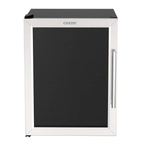 מקרר Cozze 60 ליטר - מקרר חוץ יוקרתי עם חזית נירוסטה וזכוכית, תאורת LED ו-3 מדפי אחסון